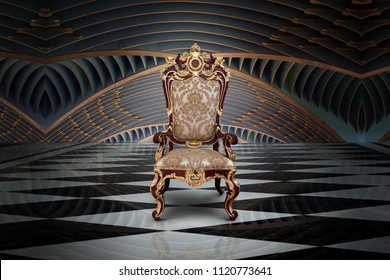 Abstract Design Of Empty Throne In Palace Hall