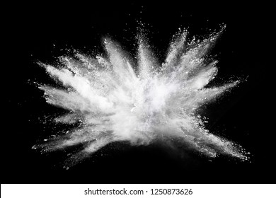 Abstract Design Of White Powder Cloud Against Dark Background.