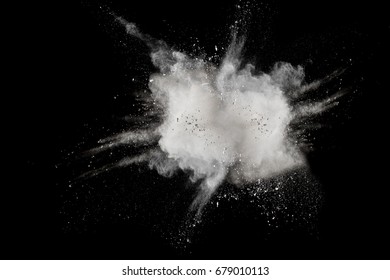 Abstract Design Of White Powder Cloud Against Dark Background