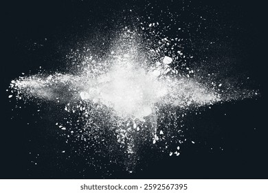 Diseño Abstractas de la explosión blanca de las partículas de la nube de nieve del polvo en fondo oscuro