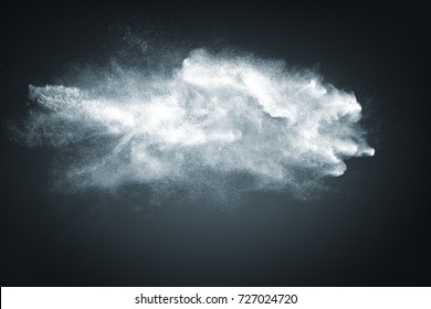 Abstract design of white powder snow cloud explosion on dark background - Shutterstock ID 727024720