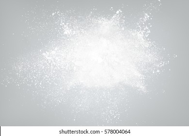 Abstract design of white powder texture cloud against gray background