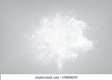 Abstract design of white powder texture cloud against gray background