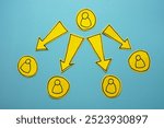 An abstract diagram of delegation. Teamwork and effective communication.