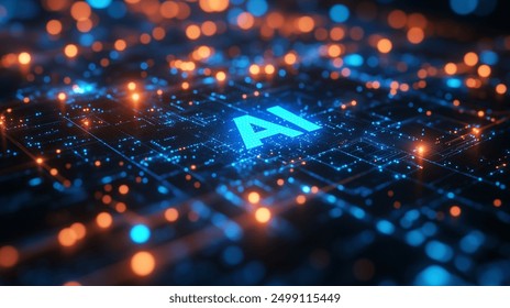 Abstract digital background with AI letters made of glowing connected dots. - Powered by Shutterstock - Get 15% off with code: PIKWIZARD15
