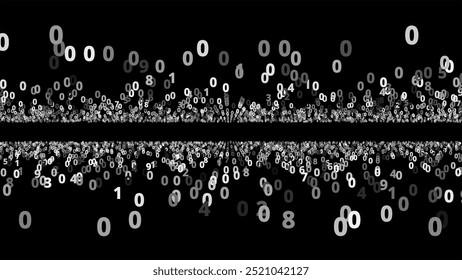 Abstract digital background with binary numbers. An abstract digital background featuring floating binary numbers in black and white against a dark backdrop.