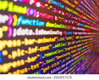 Abstract digital background. Cyber security concept. Mosaic pattern. Image of financial data processing over connections. Beverage section with rows of colorful plastic bottles in a supermarket.