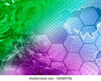 Abstract digital background - digits, map and mail signs, toned.