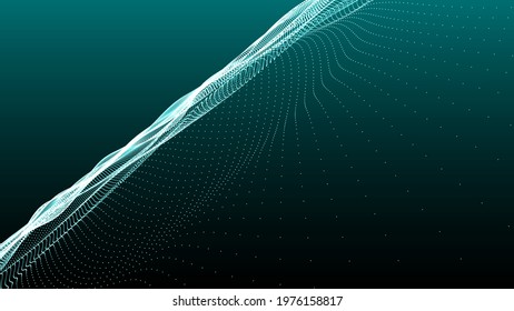 Abstract digital background. Futuristic wave of dots and weave lines. Digital technology. 3d rendering. - Shutterstock ID 1976158817
