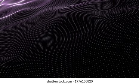 Abstract digital background. Futuristic wave of dots and weave lines. Digital technology. 3d rendering. - Shutterstock ID 1976158820