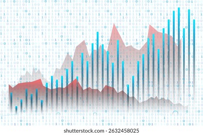 Abstract digital background with graphs, binary code and bar charts symbolizing data and technology - Powered by Shutterstock - Get 15% off with code: PIKWIZARD15