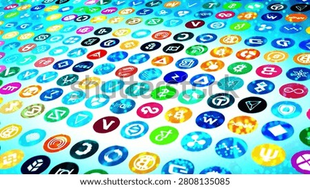 Abstract digital background of many crypto currency hi-tech and scientific technology data. Technological particles. futuristic technology animation wallpaper 4K HD