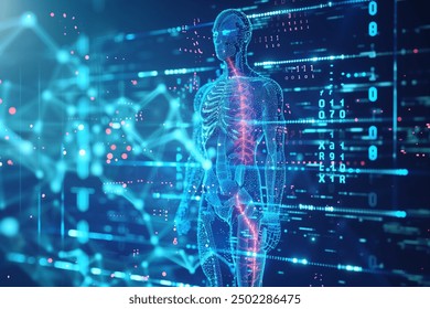 Abstract digital human body hologram with futuristic medical data. - Powered by Shutterstock