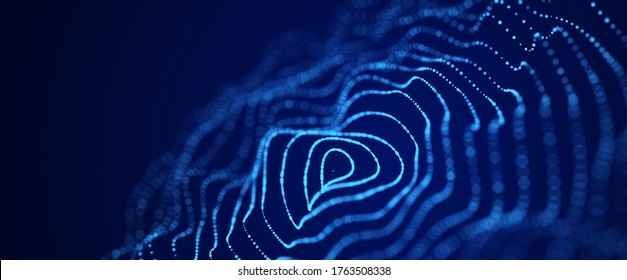 Abstract digital wave. Blue circular shape on the background. Futuristic point wave. Big data. 3D rendering. - Shutterstock ID 1763508338