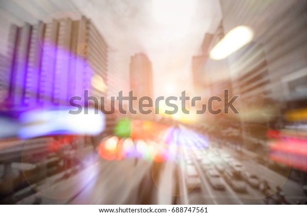 Abstract\
Double exposure photo of Colorful Night Bokeh And Tower City And\
Traffic Jam for civilization Concept\
Background.
