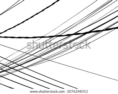 abstract electric wire cable silhouette isolated on white background