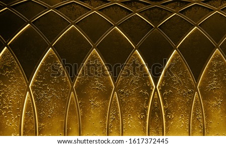 Abstract elegant art deco geometric ornamented gold textured background. Trendy roaring 20s backdrop texture.