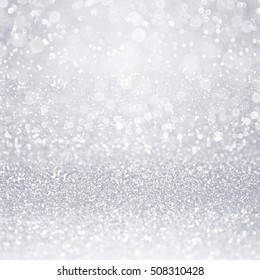 Abstract elegant shiny silver white glitter sparkle background or confetti party invite for bridal wedding, happy birthday, frozen winter ice snow flake, Christmas, gray metal texture or anniversary