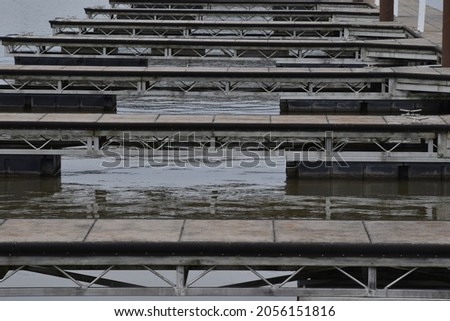Abstract of empty boat dock in winter