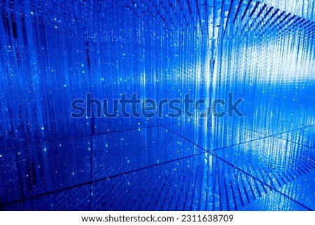 Abstract empty room with large group of led lights.
