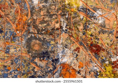 Abstract expressionist painting with vibrant colors