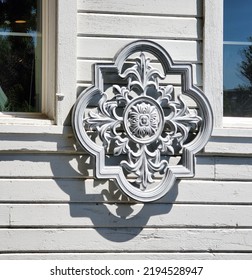 Abstract, Exterior Wall Art On Clapboard House