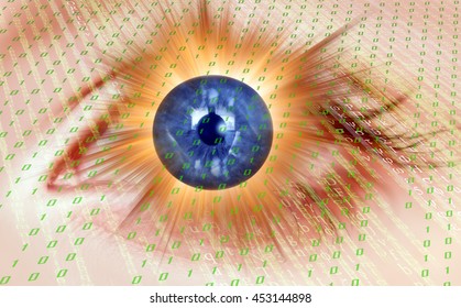 Abstract eye with binary code