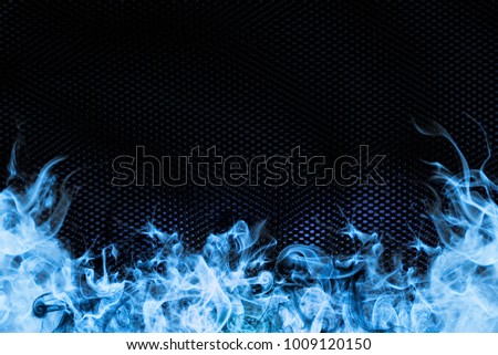Abstract fire frames blue background.