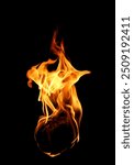 abstract flame isolated black background. burn of fire sizzling, danger explosion. concept of effect texture ablaze, graphic design bonfire, blaze at night