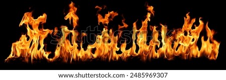 abstract flame isolated black background. concept of effect texture ablaze, graphic design bonfire, blaze at night. burn of fire sizzling, danger explosion