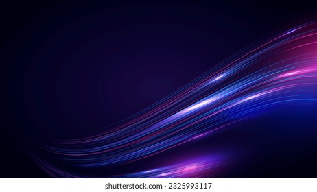 Abstract flowing neon wave purple background