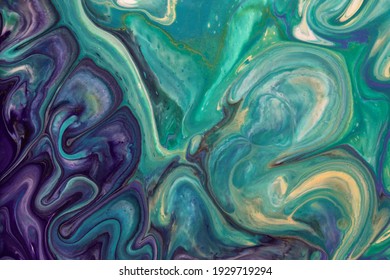 Abstract fluid art background dark purple   green colors  Liquid acrylic painting canvas and blue gradient   splash  Watercolor backdrop and cyan waves pattern 