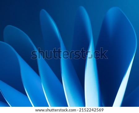 Abstract fluid elements with led teal illumination. Corporate gradient background.