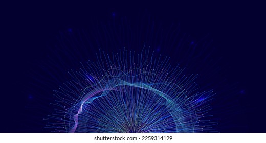 Abstract flying dragons on a dark blue background. Technological background for design on the topic of artificial intelligence, neural networks, big data. Copy space - Shutterstock ID 2259314129