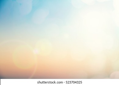 Abstract focus blur morning nature sky scenery fill bokeh texture background concept for hope faith in ramadan, horizon landscape peace calendar wallpaper, people business event book, sunshine on sand
