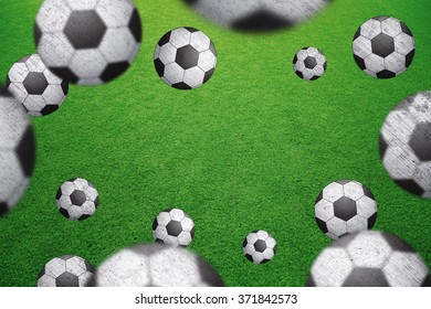 Abstract Football Field With Many Soccer Balls. 