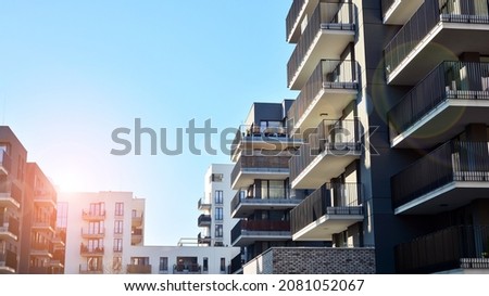 Abstract fragment of contemporary architecture. Residential area in the city, modern apartment buildings