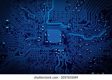 Abstract futuristic circuit board, Illustration high computer technology dark blue color background. Hi-tech digital technology concept - Shutterstock ID 2037655049