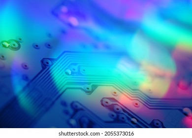 Abstract futuristic digital technology on colorful digital background. AI Artificial Intelligence image concept.