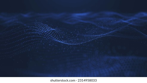 Abstract futuristic wavy background. waves of particles and dots.technology background with blue light, digital wave effect, corporate concept - Shutterstock ID 2314958033