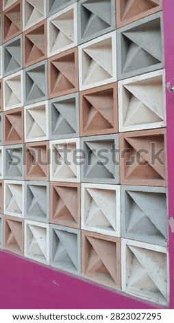 Abstract Geometric 3D Ventilation Block Texture with Colorful Cement Roster Pattern