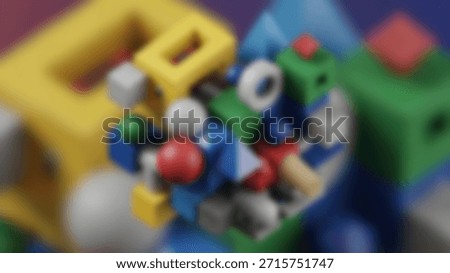 Abstract Geometric Assemblage  Creative toy for children with vibrant blocks art.