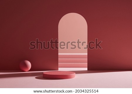 Abstract geometric background, Arch, Staircase, Pink colors background for banners for product presentation.