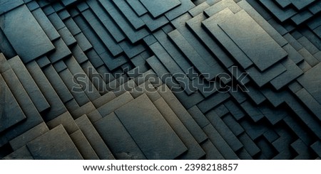 Abstract geometric background. Geometry pattern with rustic concrete cube blocks . Grey textured cement wall building.