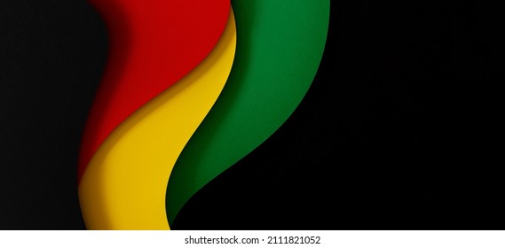 Abstract geometric black, red, yellow, green color banner background. Black History Month color background with copy space for text