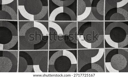 Abstract Geometric Circle and Half Circle Pattern in Black White Grey