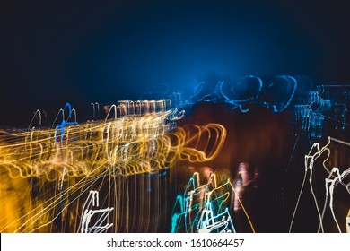 Abstract geometric pattern created by colored light