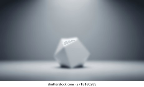 Abstract Geometric Shape in Dramatic Spotlight with Minimalist 3D Render.