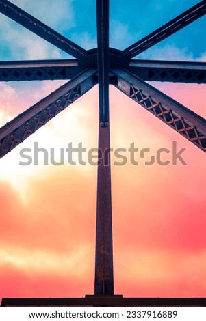 Abstract geometry of Fredericton Railway Bridge over St John River in New Brunswick, Canada