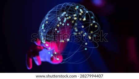 Abstract Global Network Sphere with Human Hand Touching